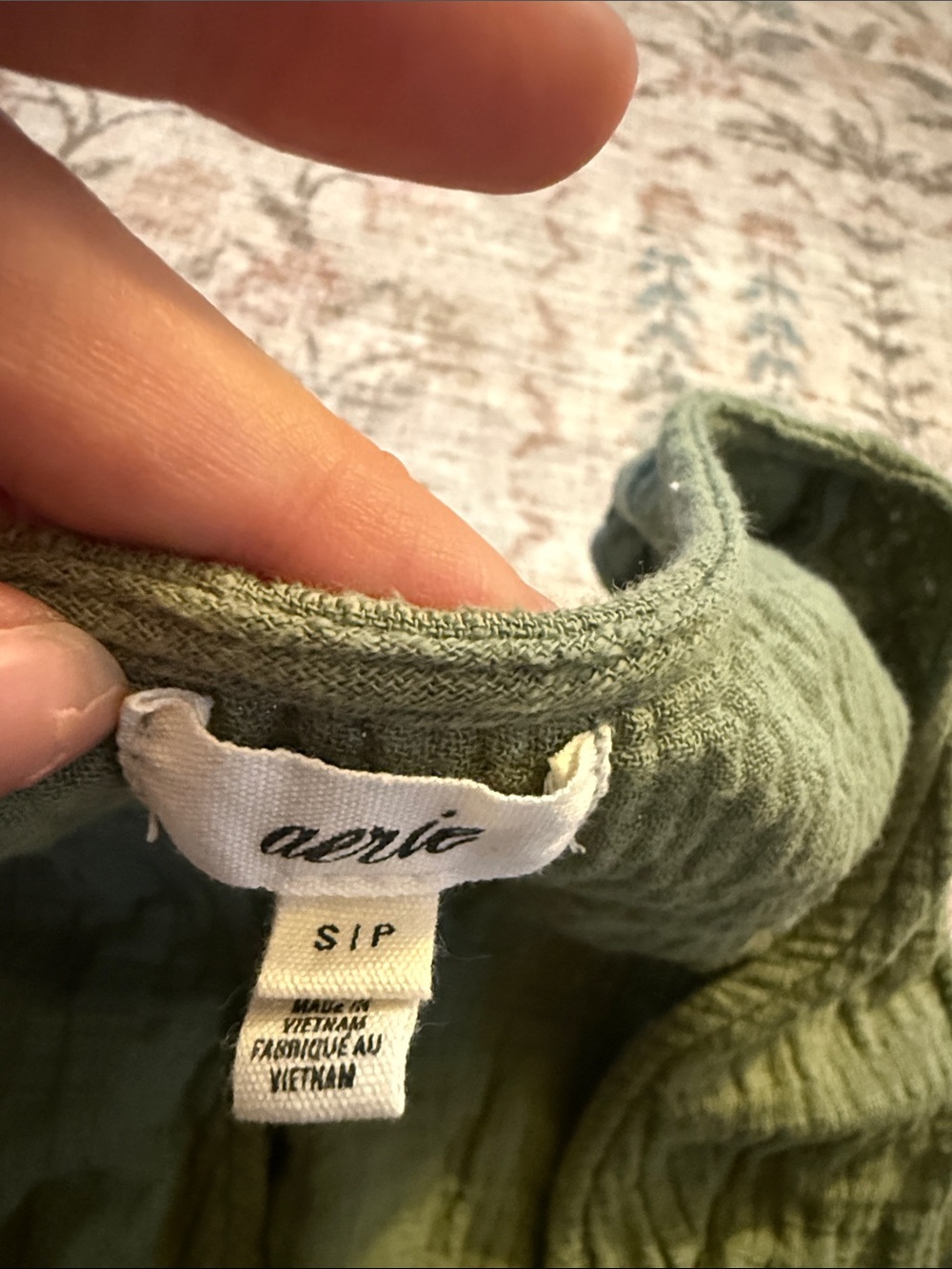 aerie Olive Drawstring Ruffle Vest Tank - Picture 2 of 3